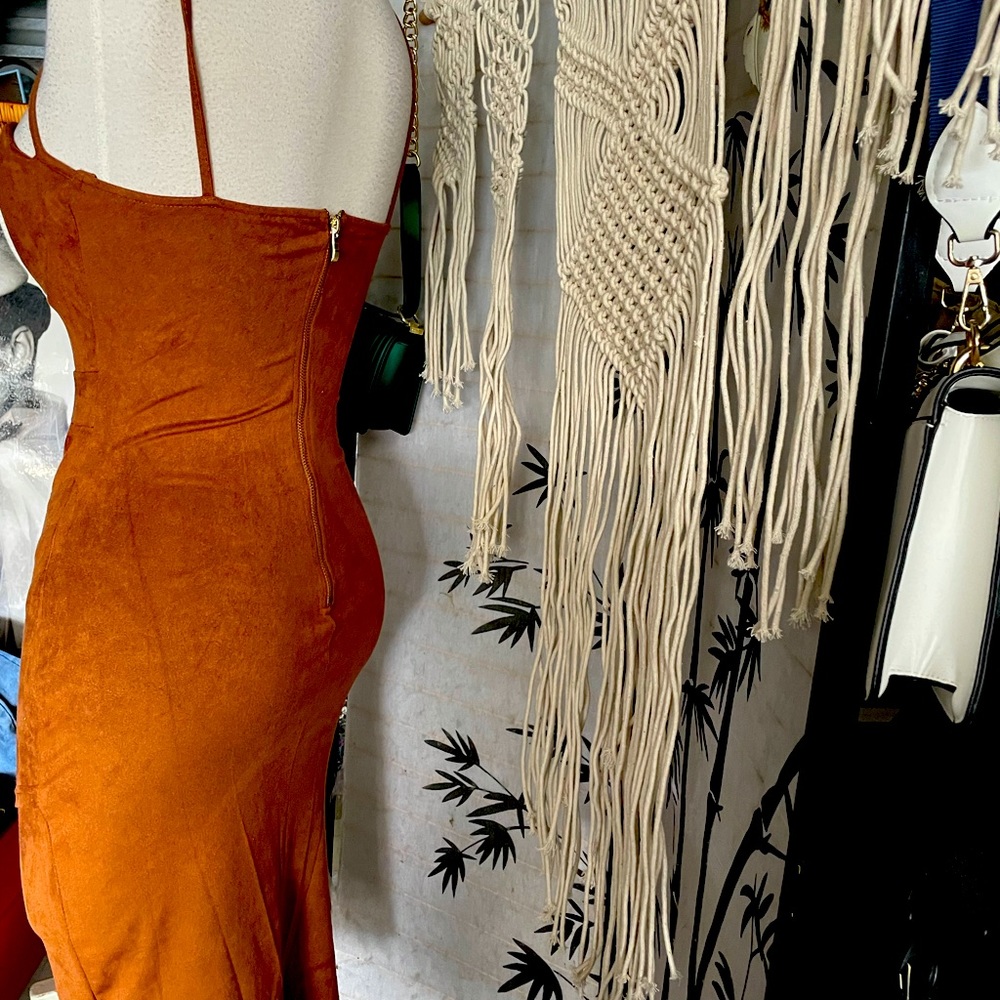 Brown Suede mini dress